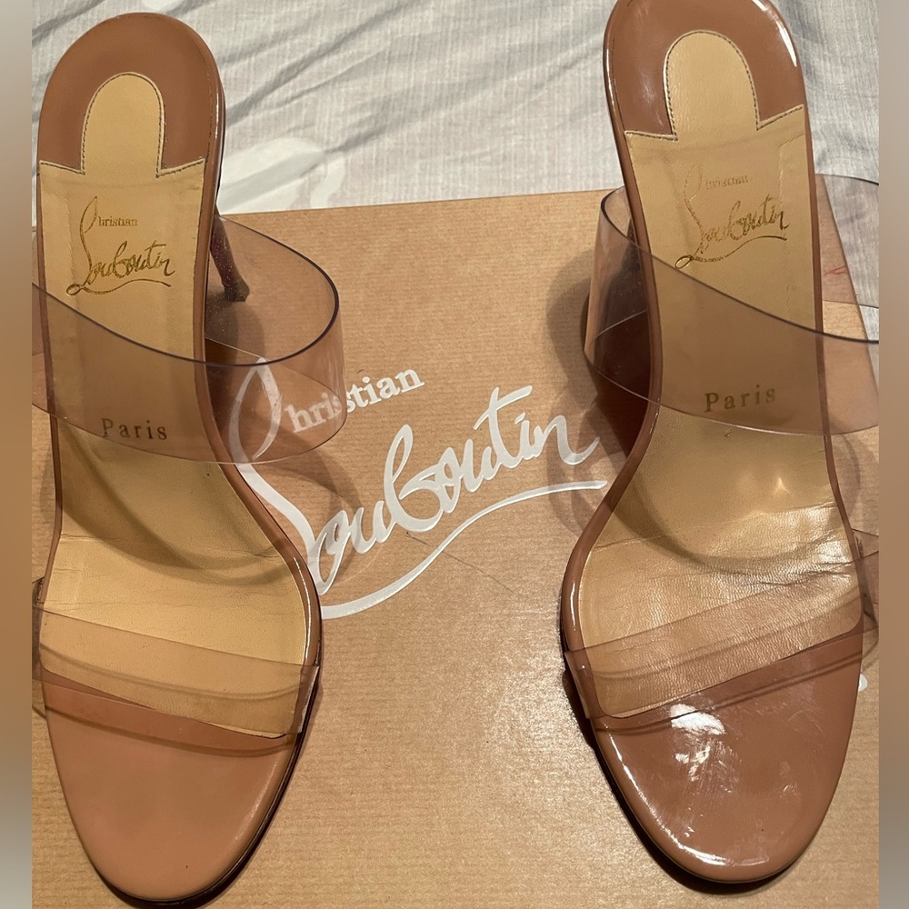 Christian Louboutin Women's Clear and Tan Heels